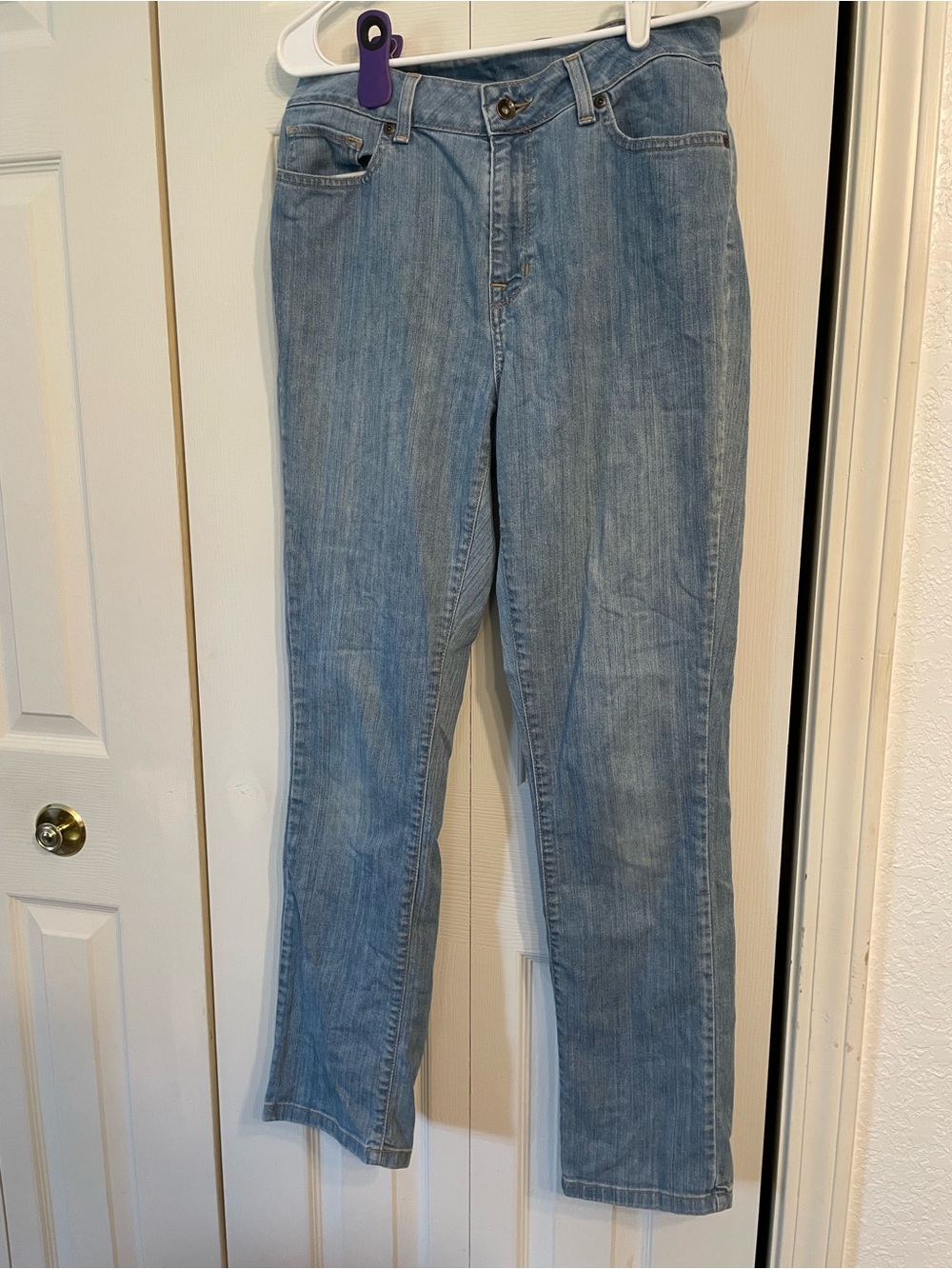 L.L. Bean Light Blue High-Rise Jeans with Gold Stitching